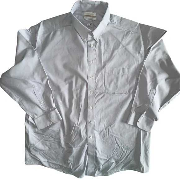 Golden Label Roundtree & Yorke Neck 19 Light Grey Dress Shirt - Picture 2 of 3